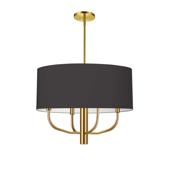 Eleanor 4 Light Chandelier - Aged Brass - Black/White Shade