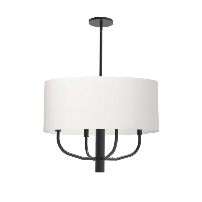 Eleanor 4 Light Chandelier - Matte Black - White Fabric Shade