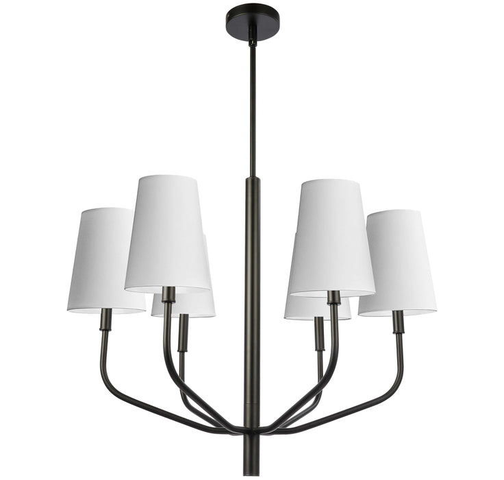 Eleanor 6 Light Chandelier - Matte Black - White Shades