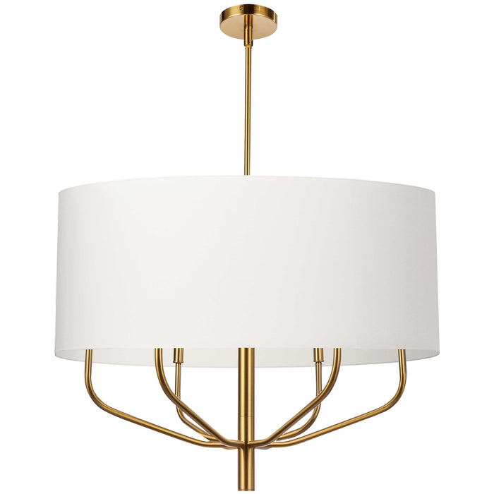 Eleanor 6 Light Pendant - Aged Brass - White Shade