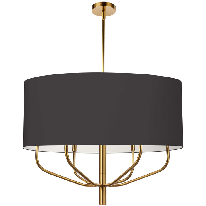 Eleanor 6 Light Pendant - Aged Brass - Black/White Shade