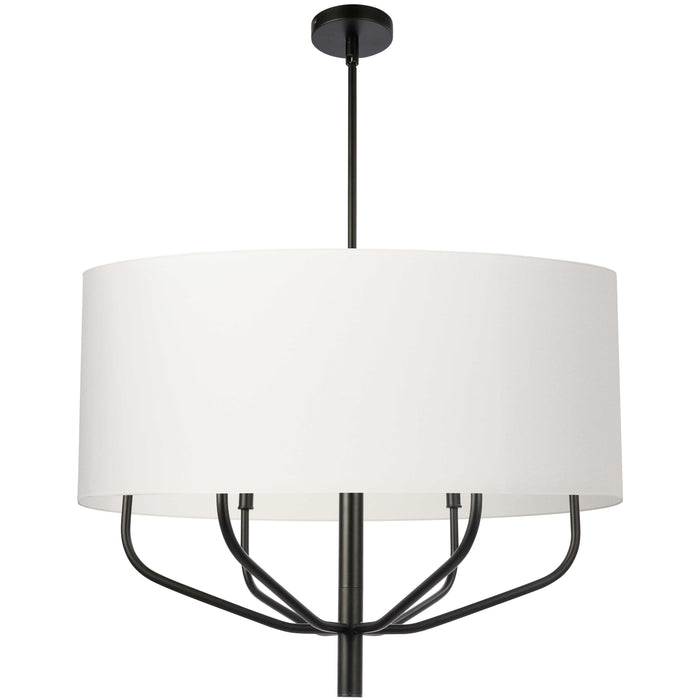 Eleanor 6 Light Pendant - Matte Black - White Shade