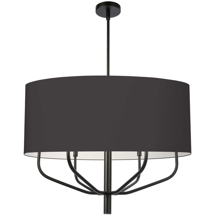 Eleanor 6 Light Pendant - Matte Black - Black/White Shade