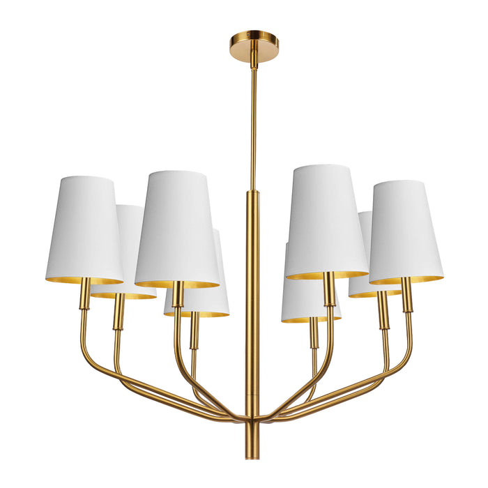 Eleanor 8 Light Chandelier - Aged Brass - White/Gold Shades