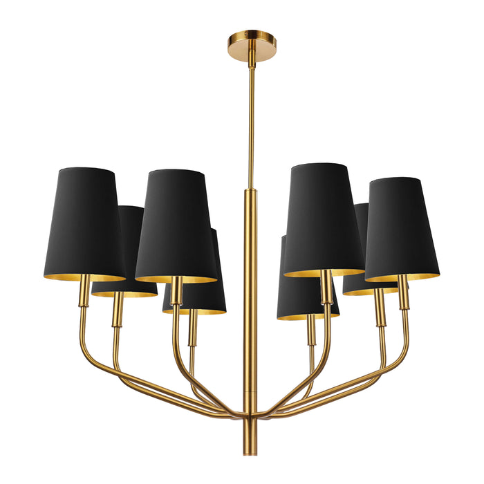 Eleanor 8 Light Chandelier - Aged Brass - Black/Gold Shades