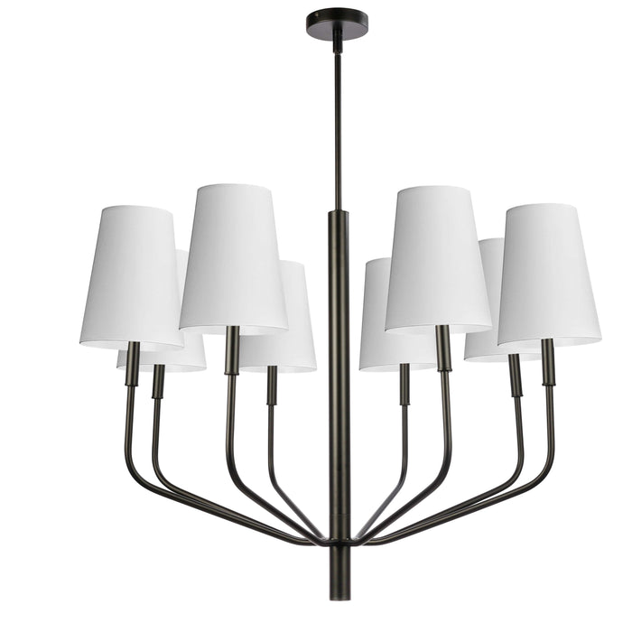 Eleanor 8 Light Chandelier - Matte Black - White Shades