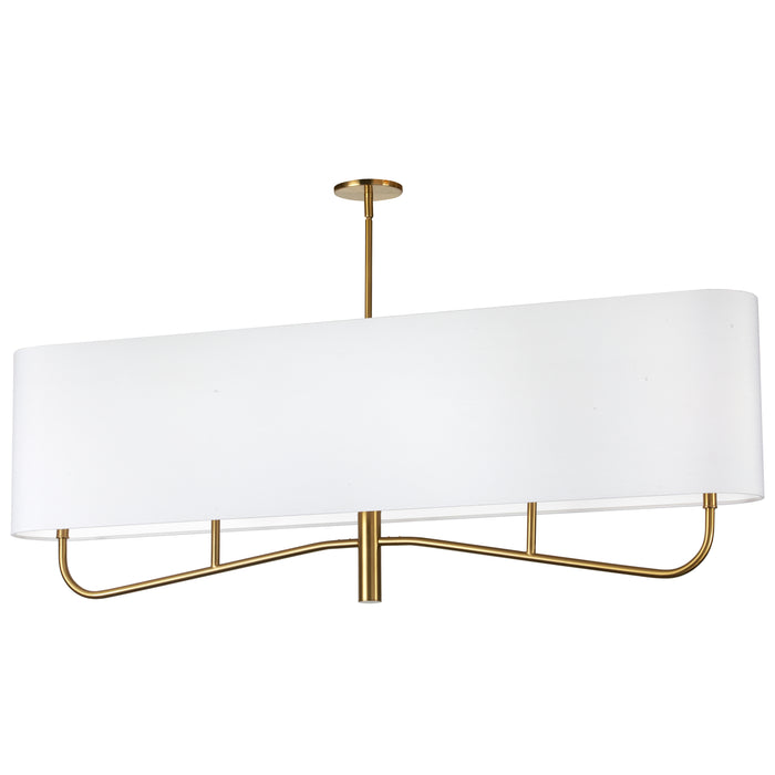 Eleanor 4 Light Horizontal Chandelier - Aged Brass - White Shade