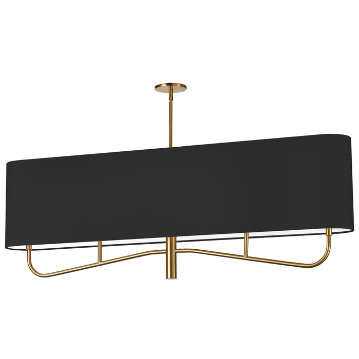 Eleanor 4 Light Horizontal Chandelier - Aged Brass - Black/White Shade