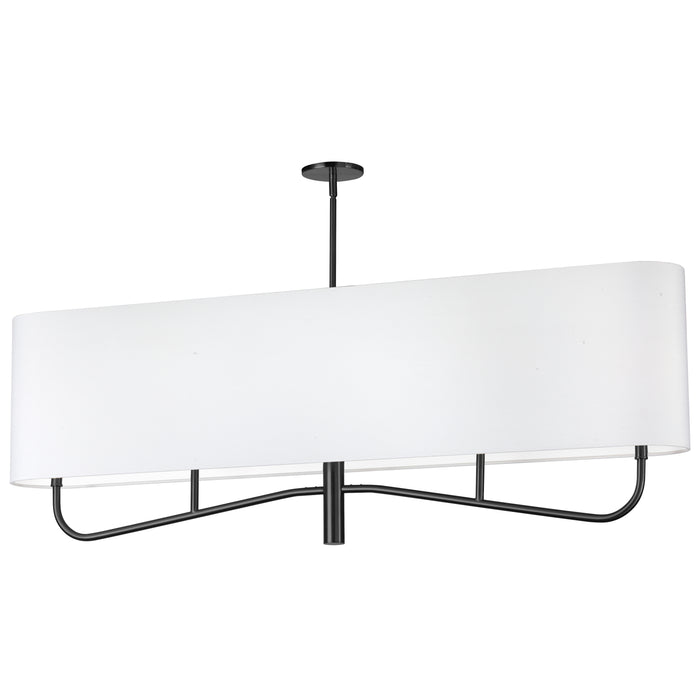 Eleanor 4 Light Horizontal Chandelier - Matte Black - White Shade