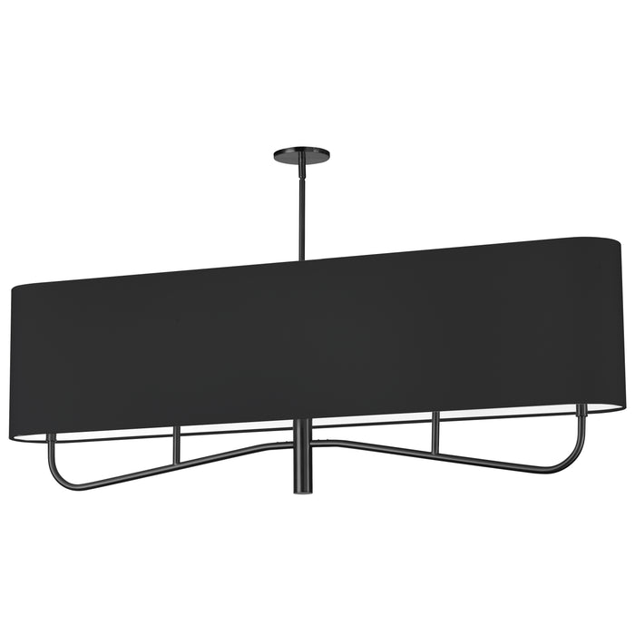 Eleanor 4 Light Horizontal Chandelier - Matte Black - Black/White Shade