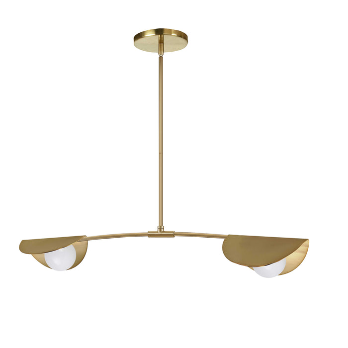 Emma 2 Light Horizontal Pendant - Aged Brass Finish - White Glass