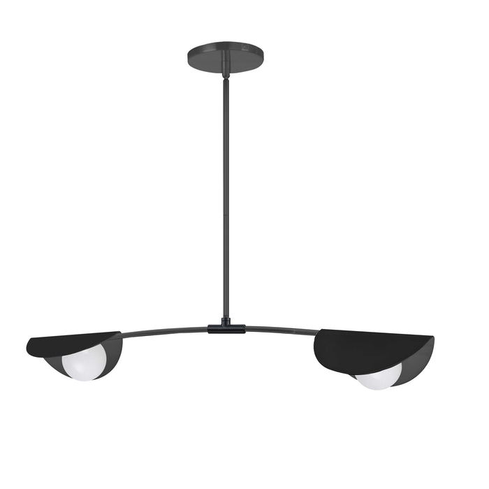 Emma 2 Light Horizontal Pendant - Matte Black Finish - White Glass