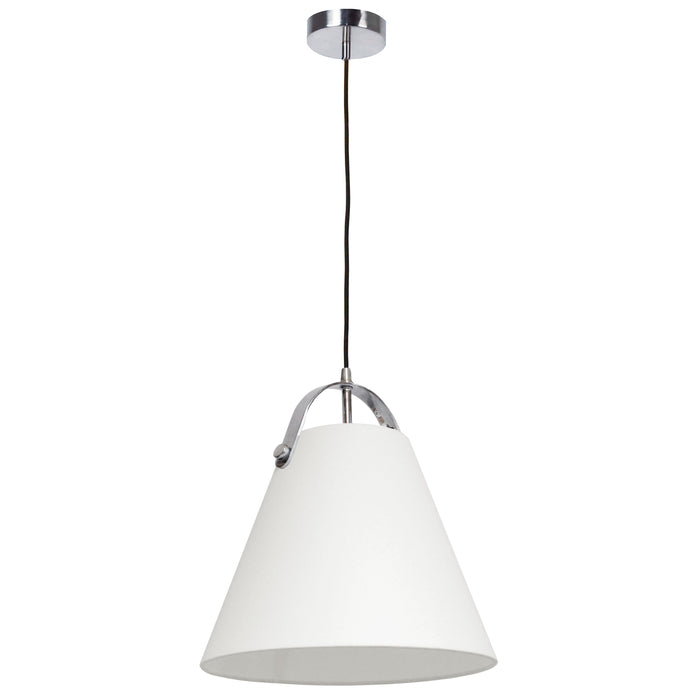 Emperor 1 Light Pendant - Polished Chrome Finish - Off White Shade