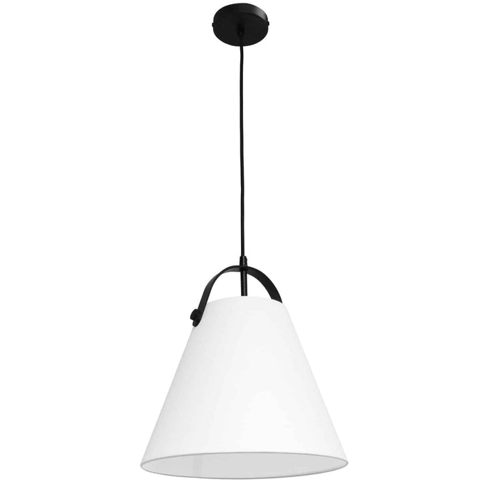 Emperor 1 Light Pendant - Matte Black Finish - White Shade