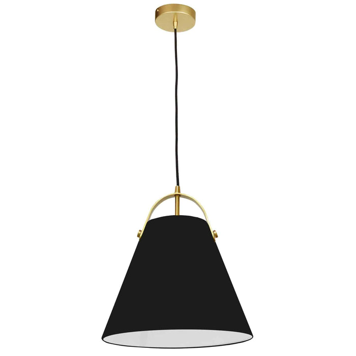 Emperor 1 Light Pendant - Aged Brass Finish - Black Shade