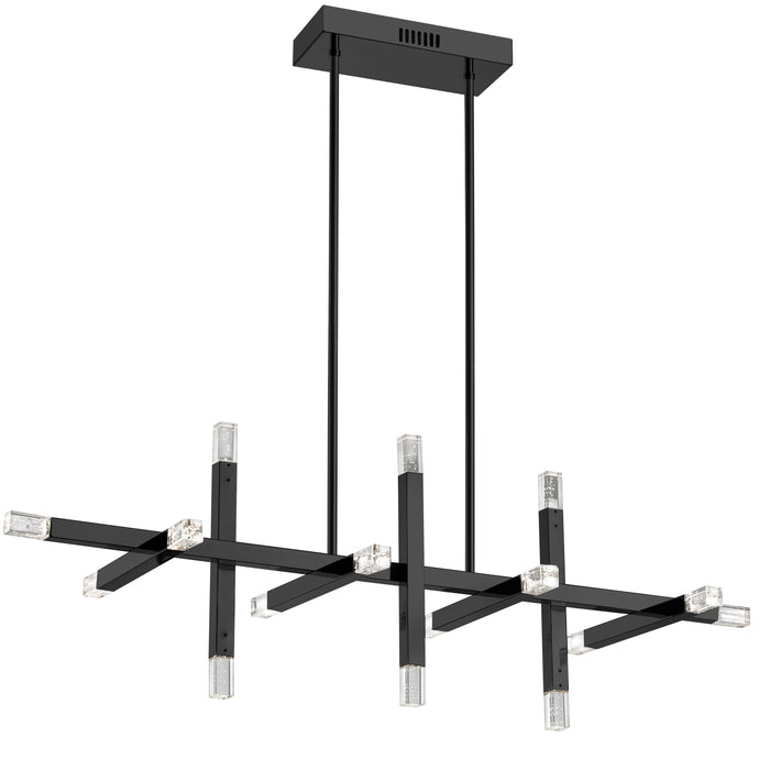 Francesca Horizontal Chandelier - 48W - Matte Black - Acrylic Diffuser