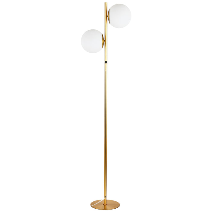 Folgar 2 Light Floor Lamp - Aged Brass - White Opal Glass
