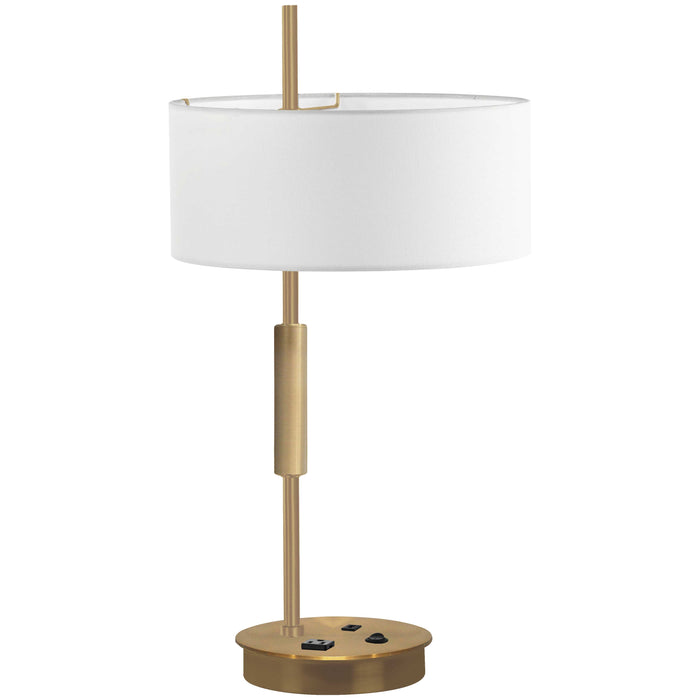 Fitzgerald 1 Light Table Lamp - Aged Brass Finish - White Shade