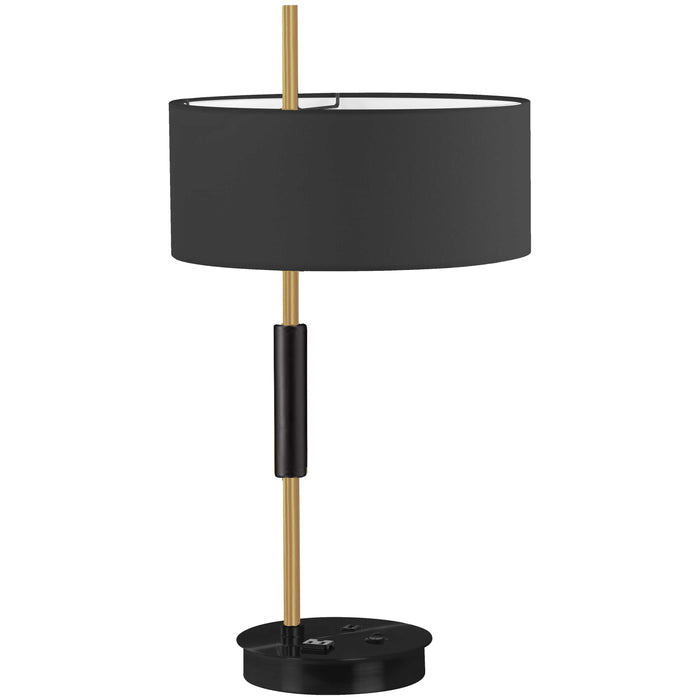 Fitzgerald 1 Light Table Lamp - Matte Black/Aged Brass Finish - Black Shade