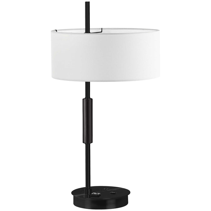 Fitzgerald 1 Light Table Lamp - Matte Black Finish - White Shade