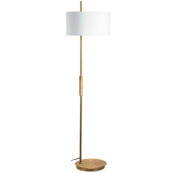 Fitzgerald 1 Light Floor Lamp - Aged Brass - White Shade