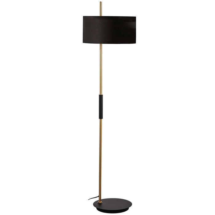 Fitzgerald 1 Light Floor Lamp - Matte Black & Aged Brass - BK Shade