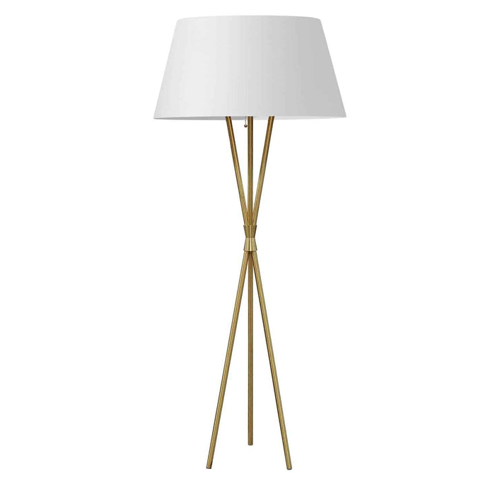 Gabriela 1 Light 3 Legged Floor Lamp - Aged Brass - White Shade