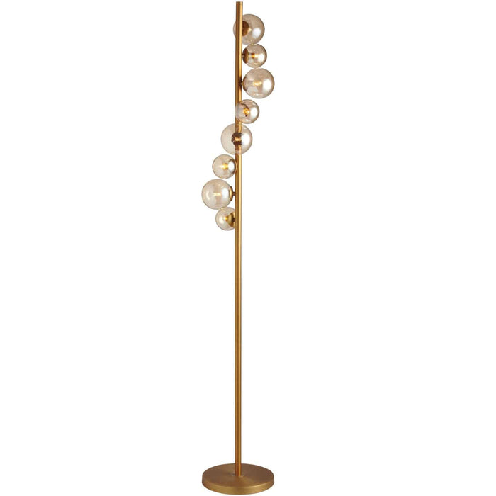 Glasgow 8 Light Floor Lamp - Vintage Bronze Finish - Champagne Glass