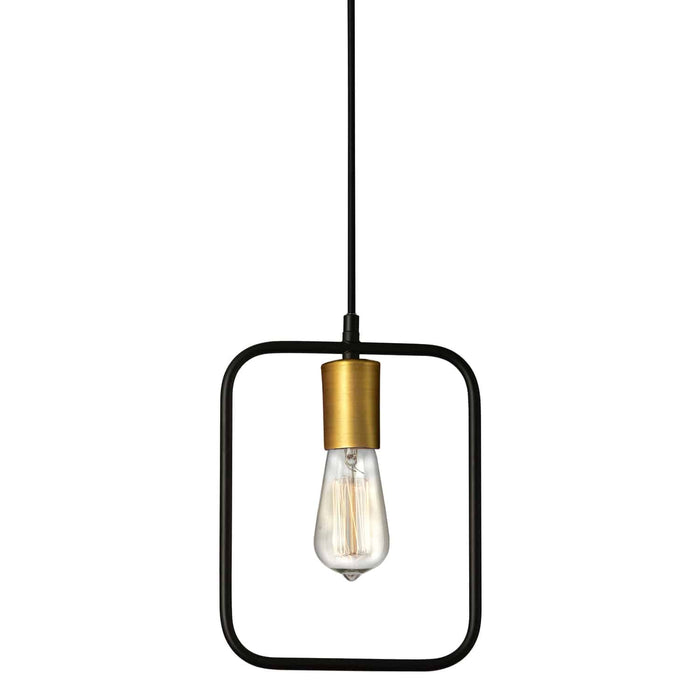 Geometric 1 Light Pendant - Rectangle - Matte Black/Vintage Bronze Finish