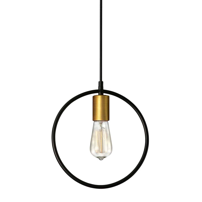 Geometric 1 Light Pendant - Circle - Matte Black/Vintage Bronze Finish