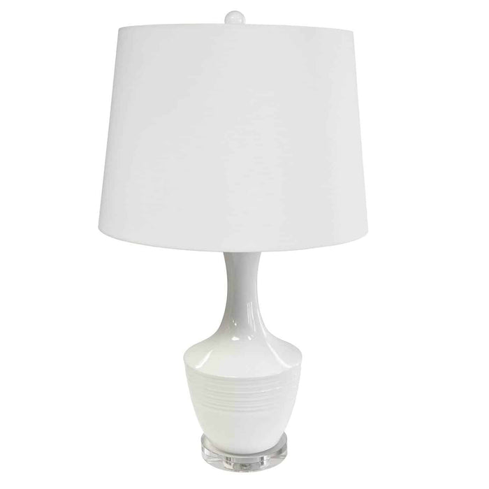 Goliath 1 Light Ceramic Oversized Table Lamp - White Finish - Drum Shade