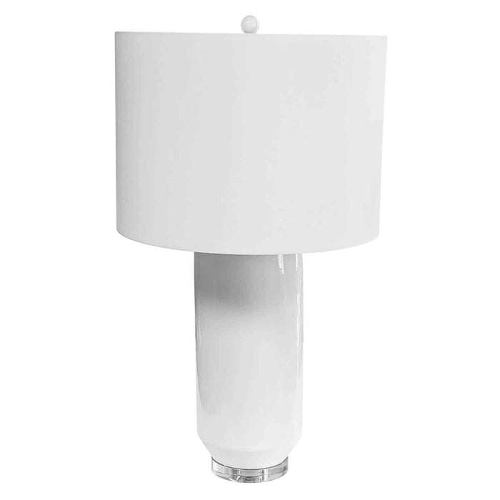 Goliath 1 Light Ceramic Oversized Table Lamp - White Finish - Cylinder Shade