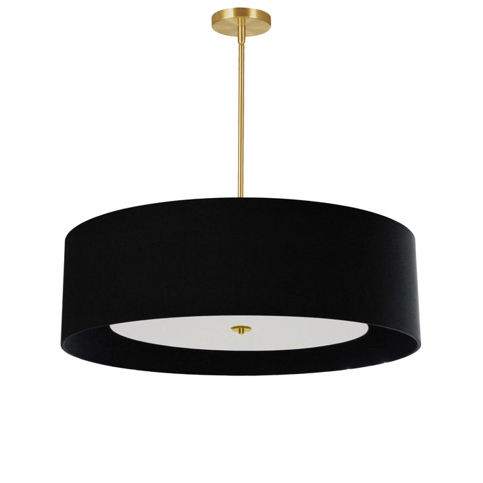 Helena 4 Light Pendant - 30" dia - Aged Brass Finish - Black Shade - White Diffuser