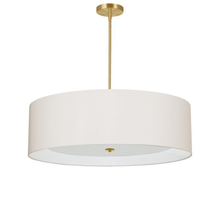 Helena 4 Light Pendant - 30" dia - Aged Brass Finish - Cream Shade - White Diffuser