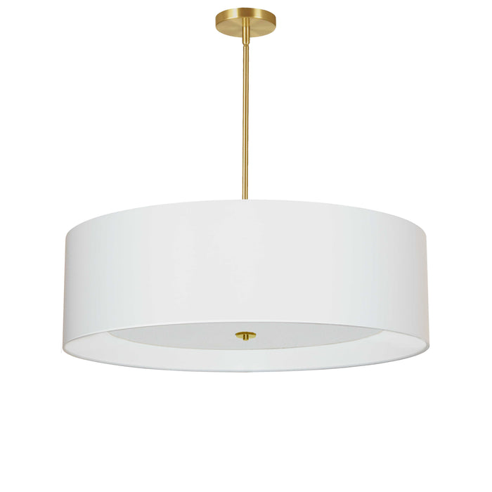 Helena 4 Light Pendant - 30" dia - Aged Brass Finish - White Shade - White Diffuser