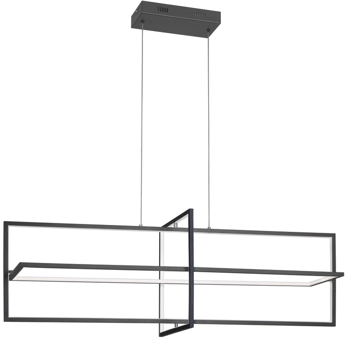 Hildegard Horizontal Chandelier - 55W - Matte Black - White Acrylic Diffuser