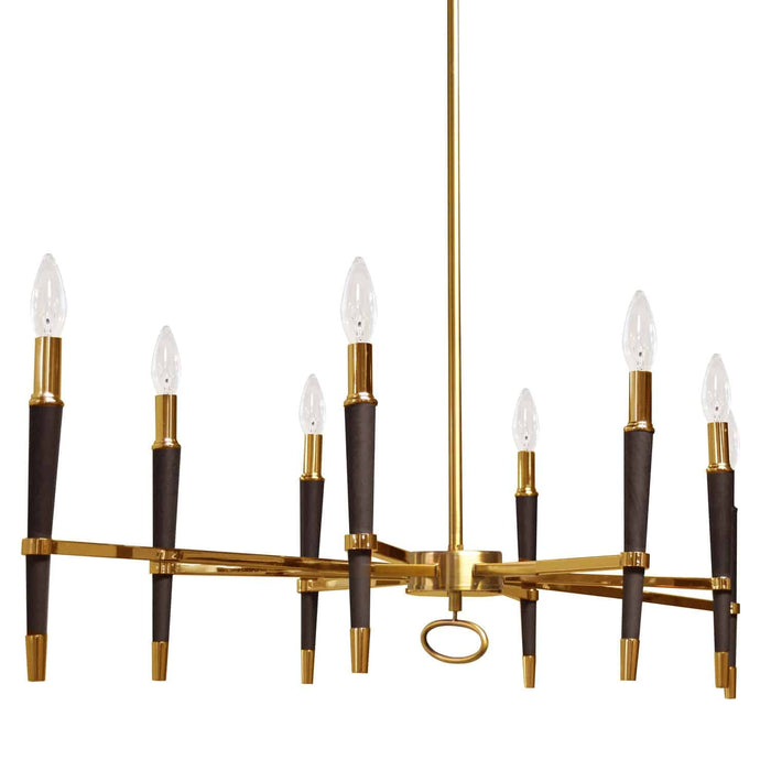 Langford 8 Light Horizontal Chandelier - Vintage Bronze Finish - Black Shade