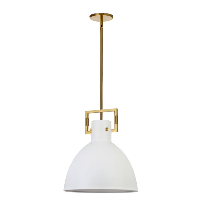 Liberty 1 Light Pendant - Aged Brass - Matte White Metal Shade