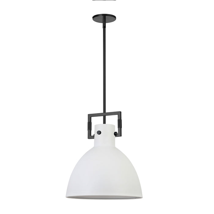 Liberty 1 Light Pendant - Matte Black Finish - Matte White Metal Shade