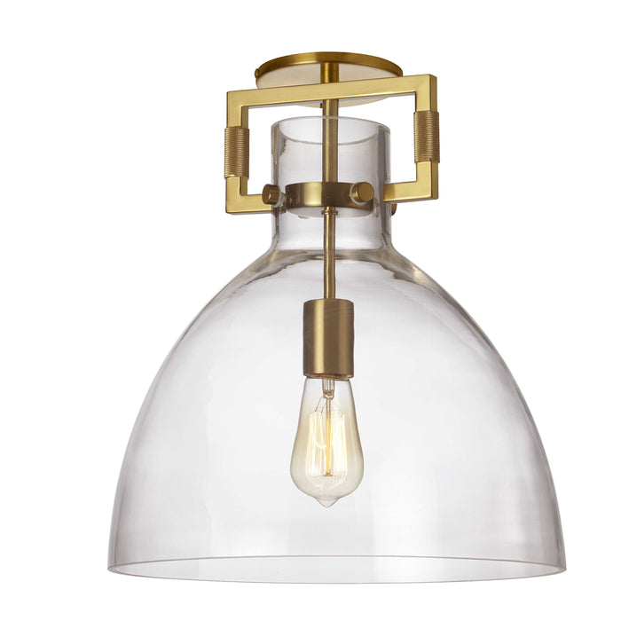 Liberty 1 Light Semi-Flush Mount - Incandescent - Aged Brass - Clear Glass