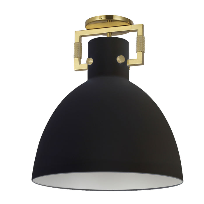 Liberty 1 Light Semi-Flush Mount - Incandescent - Aged Brass - Matte Black