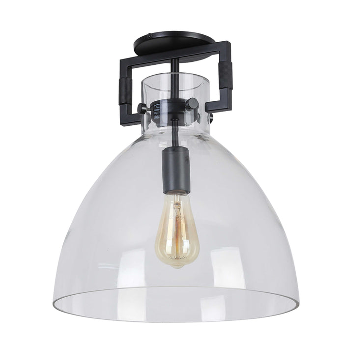 Liberty 1 Light Semi-Flush Mount - Incandescent - Matte Black - Clear Glass