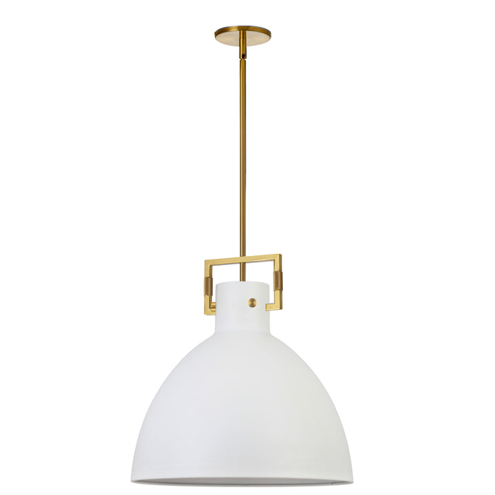 Liberty 1 Light Pendant - Aged Brass - Matte White Metal Shade