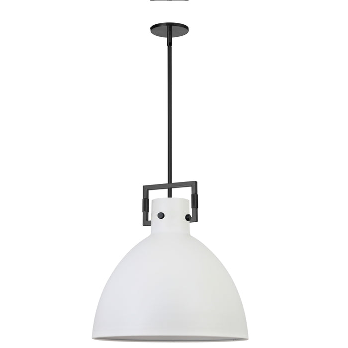 Liberty 1 Light Pendant - Matte Black Finish - Matte White Metal Shade