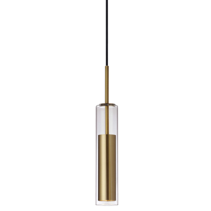 Luna LED Pendant - 6W - Aged Brass Finish - Clear Glass