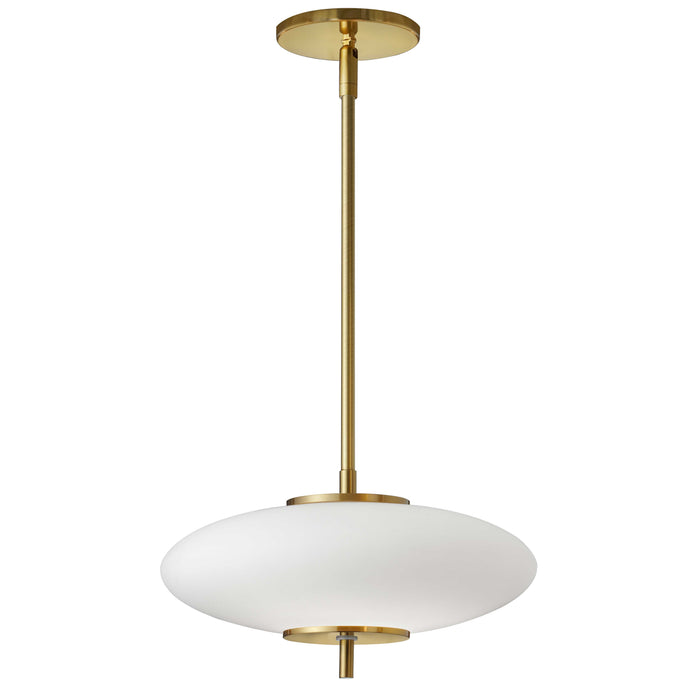 Maddie LED Pendant - 16W - Aged Brass Finish - Opal White Glass