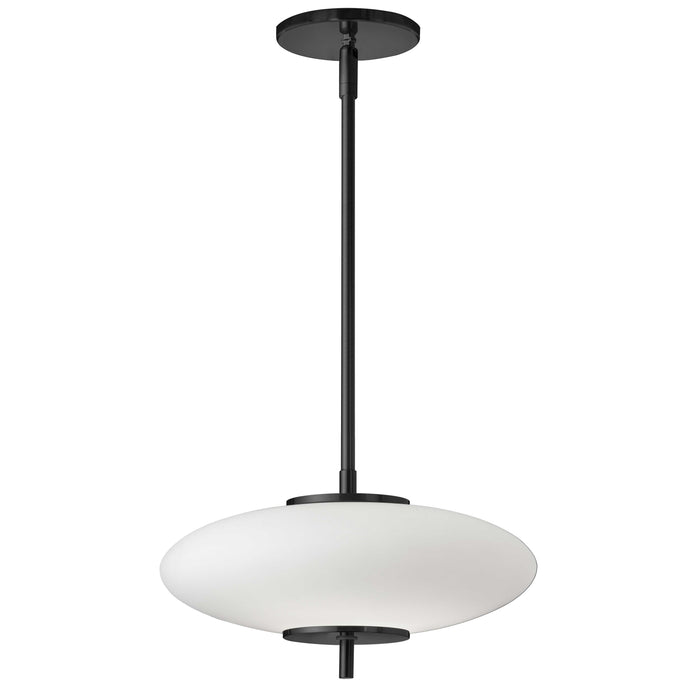 Maddie LED Pendant - 16W - Matte Black Finish - Opal White Glass