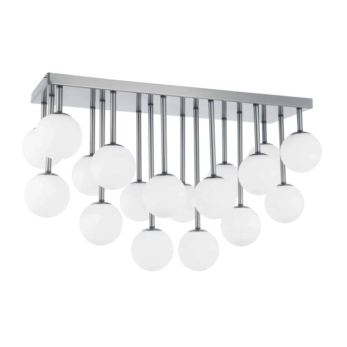 Megallan 18 Light Flush Mount - Polished Chrome - White Opal Glass