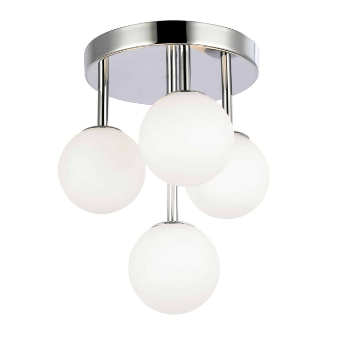 Megallan 4 Light Flush Mount - Polished Chrome - Opal White Glass