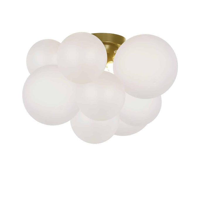 Miles 3 Light Flush Mount - Aged Brass - Frosted White Glass